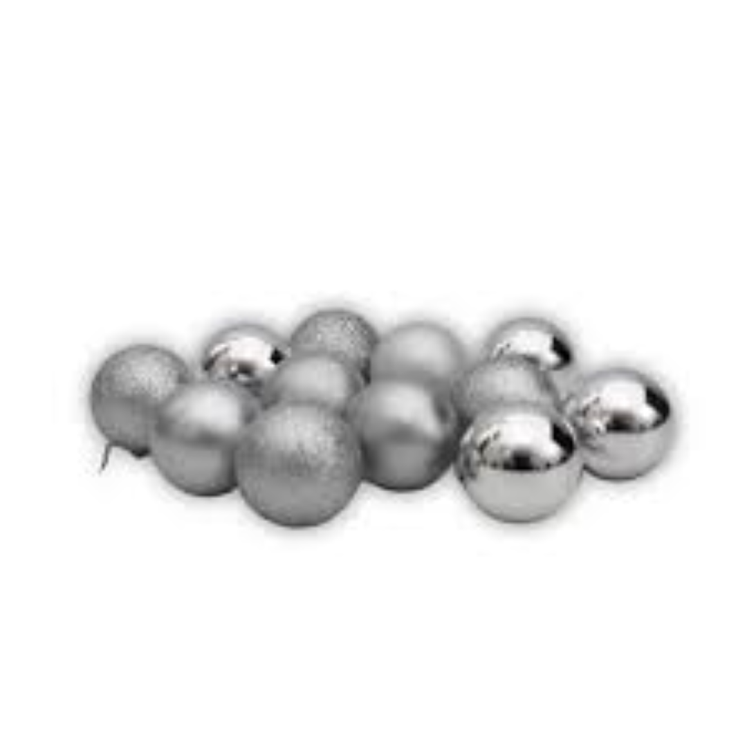 5CM CHRISTMAS BAUBLES SILVER 